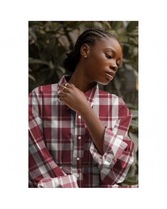 Viscose Teinte en Fil Carreaux Rouge