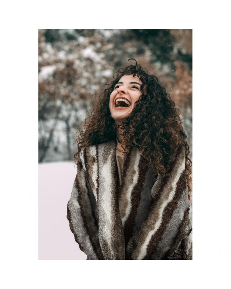 Fausse Fourrure Rayée Marron