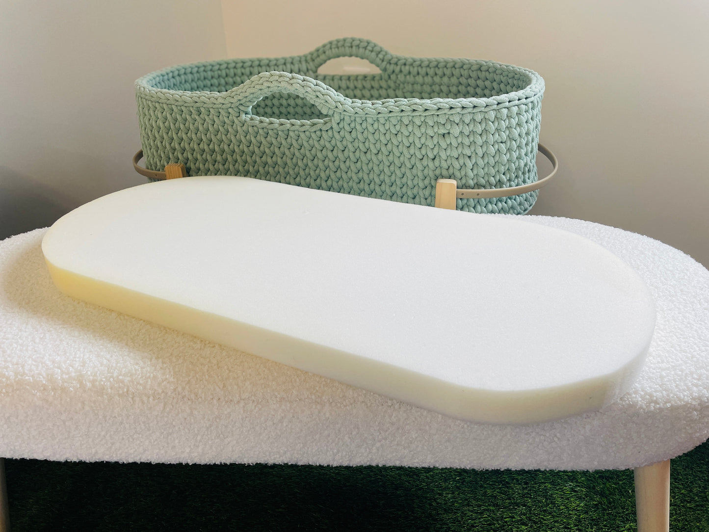 Matelas de couffin bébé 35 × 75 cm – mousse CERTIPUR & housse douce réversible