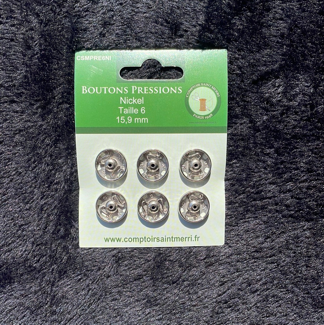 Boutons Pression N°6 15.9mm nickélé X6