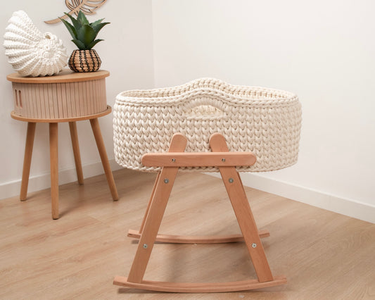 🌷 Kit DIY Couffin Poupée - Pelotes/Base/Tuto/Matelas/Support à bascule