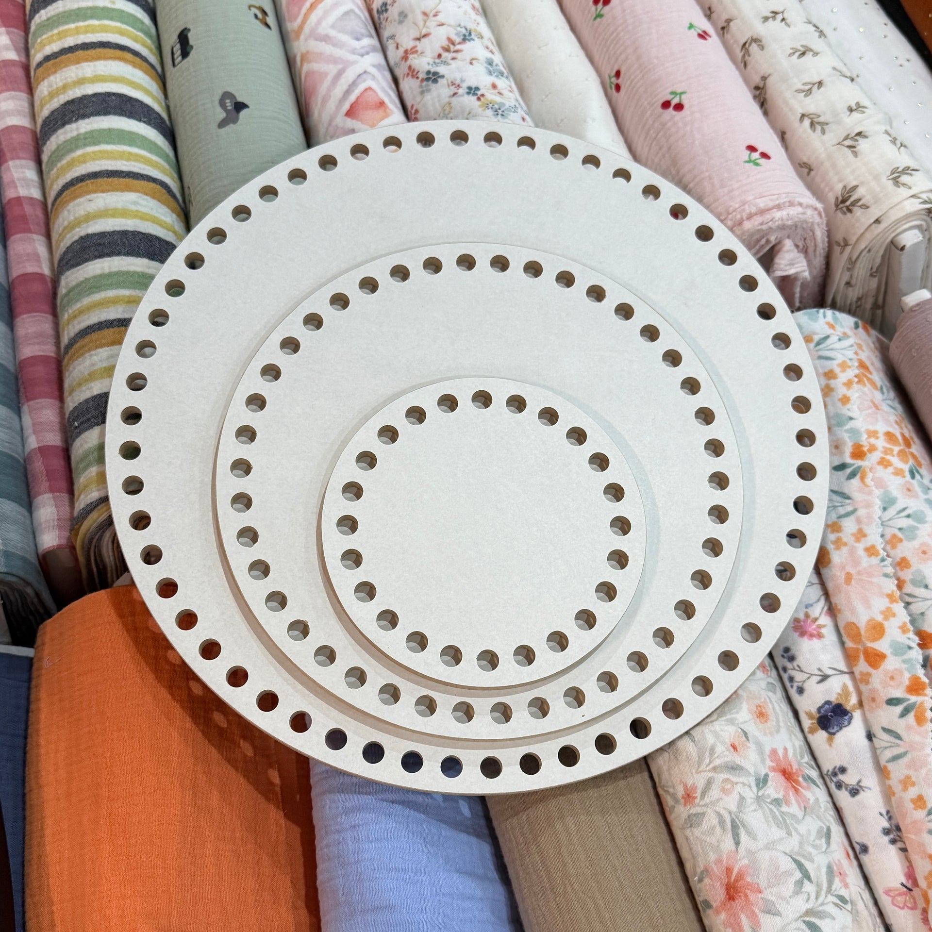 Lot de 6 bas de panier de 22,9 cm pour crochet, tissage rond en bois brut pour travaux manuels